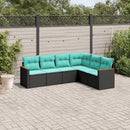 havesofasæt med 6 hynder sort polyrattan