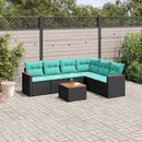 havesofasæt med 7 hynder sort polyrattan