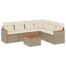 sofasæt til haven 7 dele med hynder polyrattan beige