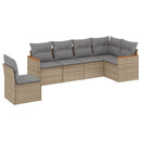 havesofasæt 6 dele med hynder polyrattan beige