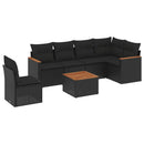 sofasæt til haven 7 dele med hynder polyrattan sort