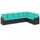 havesofasæt med 7 hynder sort polyrattan