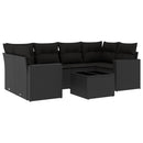 sofasæt til haven 7 dele med hynder polyrattan sort