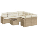 sofasæt til haven 9 dele med hynder polyrattan beige