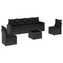 sofasæt til haven 7 dele med hynder polyrattan sort