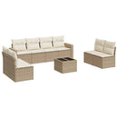sofasæt til haven 9 dele med hynder polyrattan beige