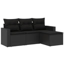 sofasæt til haven 4 dele med hynder polyrattan sort
