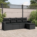 sofasæt til haven 5 dele med hynder polyrattan sort