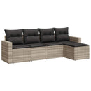 sofasæt 5 dele med hynder polyrattan lysegrå