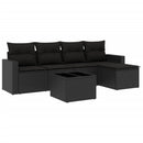 sofasæt til haven 6 dele med hynder polyrattan sort