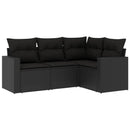 sofasæt til haven 4 dele med hynder polyrattan sort