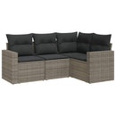 sofasæt til haven 4 dele med hynder polyrattan grå
