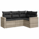 sofasæt til haven 4 dele med hynder polyrattan lysegrå