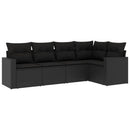 sofasæt til haven 5 dele med hynder polyrattan sort