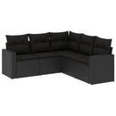 sofasæt til haven 5 dele med hynder polyrattan sort