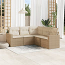sofasæt til haven 5 dele med hynder polyrattan beige