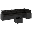 sofasæt til haven 7 dele med hynder polyrattan sort