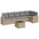 sofasæt til haven 7 dele med hynder polyrattan beige