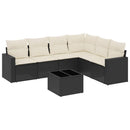 sofasæt til haven 7 dele med hynder polyrattan sort