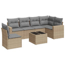 sofasæt til haven 7 dele med hynder polyrattan beige