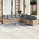 sofasæt til haven 9 dele med hynder polyrattan beige