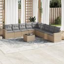 sofasæt til haven 10 dele med hynder polyrattan beige