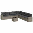 sofasæt til haven 10 dele med hynder polyrattan grå