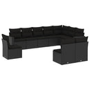 sofasæt til haven 10 dele med hynder polyrattan sort