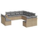sofasæt til haven 11 dele med hynder polyrattan beige
