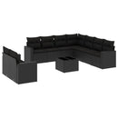 sofasæt til haven 10 dele med hynder polyrattan sort