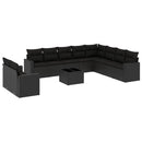 sofasæt til haven 11 dele med hynder polyrattan sort