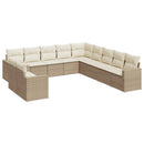 sofasæt til haven 11 dele med hynder polyrattan beige