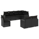 sofasæt til haven 8 dele med hynder polyrattan sort
