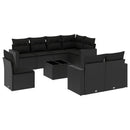 sofasæt til haven 9 dele med hynder polyrattan sort