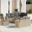 sofasæt til haven 9 dele med hynder polyrattan beige