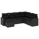 sofasæt til haven 7 dele med hynder polyrattan sort