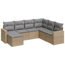 sofasæt til haven 7 dele med hynder polyrattan beige