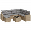 sofasæt til haven 8 dele med hynder polyrattan beige