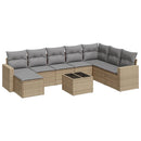 sofasæt til haven 9 dele med hynder polyrattan beige