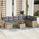 sofasæt til haven 9 dele med hynder polyrattan beige