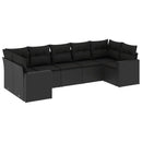 sofasæt til haven 7 dele med hynder polyrattan sort