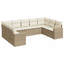 sofasæt til haven 9 dele med hynder polyrattan beige
