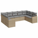 sofasæt til haven 9 dele med hynder polyrattan beige