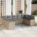 sofasæt til haven 9 dele med hynder polyrattan beige