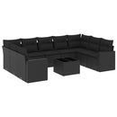 sofasæt til haven 10 dele med hynder polyrattan sort