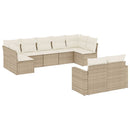 sofasæt til haven 9 dele med hynder polyrattan beige