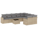 sofasæt til haven 10 dele med hynder polyrattan beige
