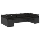 sofasæt til haven 10 dele med hynder polyrattan sort