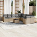 sofasæt til haven 11 dele med hynder polyrattan beige