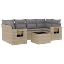 sofasæt til haven 7 dele med hynder polyrattan beige